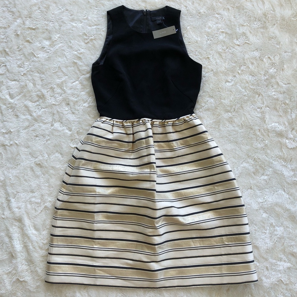 NWT j crew gold/black holiday dress size 00